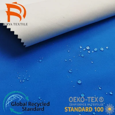 100% ポリエステル ニット リップストップ糸染めリサイクル生地 TPU PU PA または PVC コーティングされたスポーツウェア テント バッグ