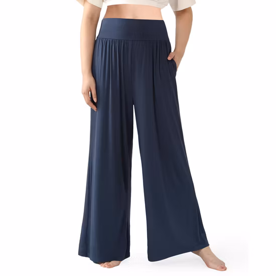 夏のカスタムレディースパジャマパンツホームフリルトリム居心地の良いナイトラウンジパンツビスコース女性パジャマパンツ
