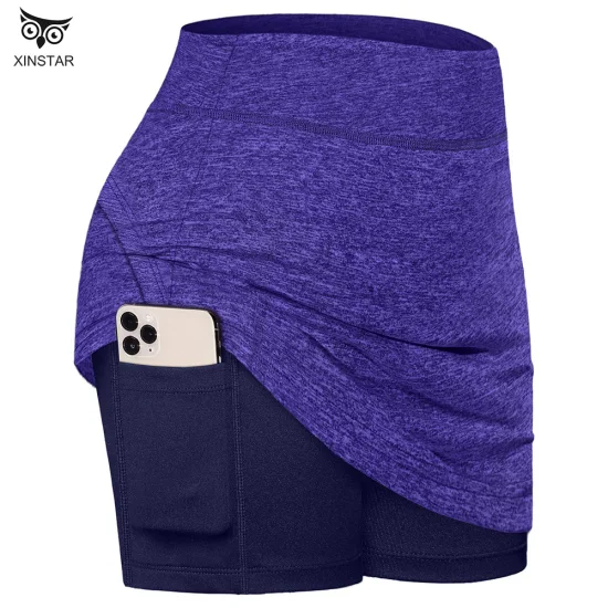 女性用テニススカート ポケット付き ハイウエスト アスレチック ゴルフ スコート スカート